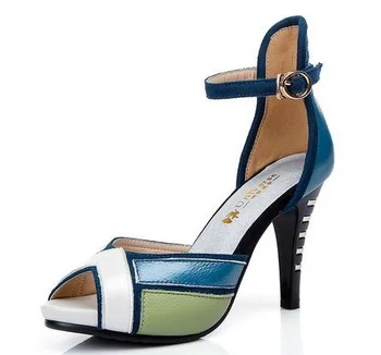 

YEELOCA 2020 Universe Fashion High Heel a001 Leather Sandals Women Apricot Royal Blue Orange BN9988