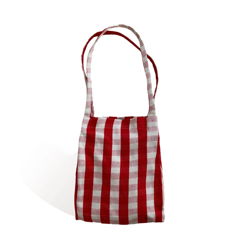 Женская холщовая шерстяная сумка на плечо, Женская винтажная сумка из хлопчатобумажной ткани, модная сумка для покупок в клетку тартан