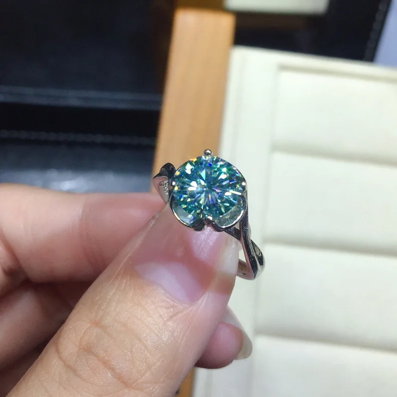 

Luxury Silver Plated Blue Green Gems Crystal Ring Cocktail Party Princess Ring Wedding Engagement Ring Bridal Fine Jewelry Gifts