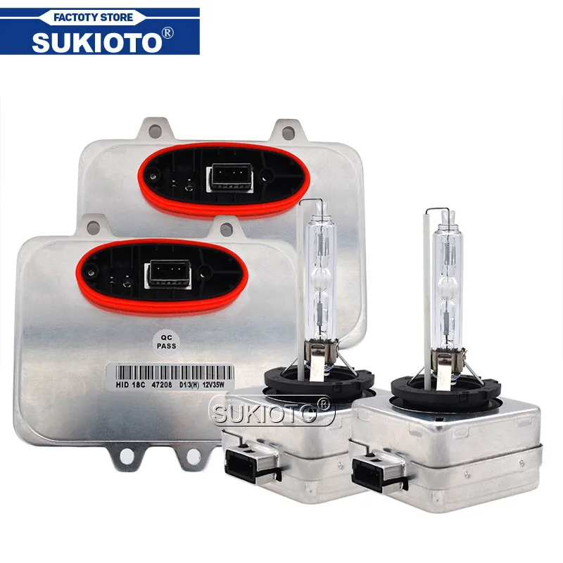 SUKIOTO Car Headlight Kit Xenon D1S HID Bulb Lamp 4300K 6000K 8000K 35W D1R HID Ballast 5DV 009 610-00 5DV009610-00 5DV00961000 (10)