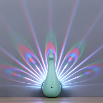 

Creative New Peacock Open Screen Projection Light New Strange Home Ambient Light Colorful LED Night Lantern Headboard Wall Light