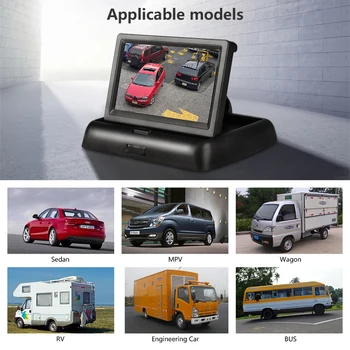 

Wireless 4.3 Inch TFT LCD Car Monitor Foldable Monitor Display Reverse Camera Parking System for Car Rearview Monitors NTSC PAL