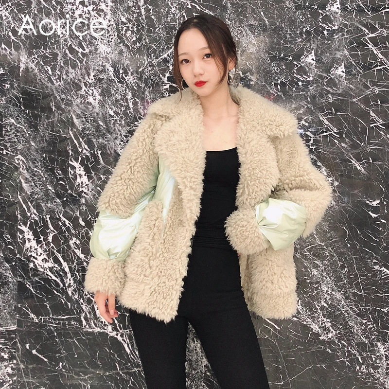 Aorice TX107207 Женская зимняя новая ткань натуральная шерсть мех внутри пуховик теплая куртка пальто Женская Классическая куртка, пальто