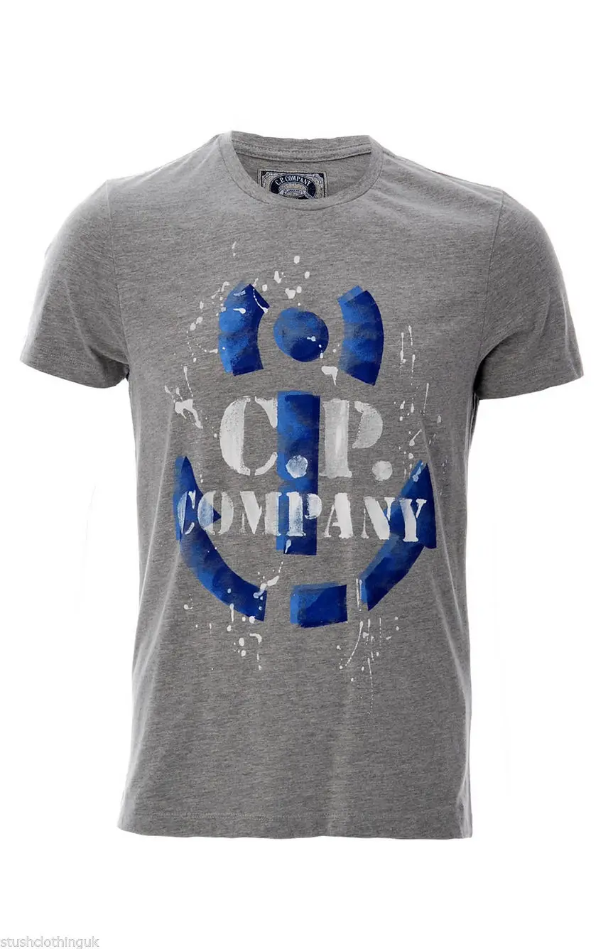 CP Company Мужская футболка с ручной росписью серая крутая Повседневная Унисекс