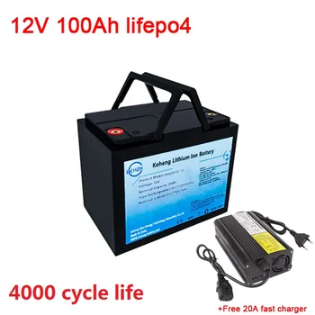شراءعالية الجودة 12 فولت 100/7 200Ah LiFePO4 بطارية أيون الليثيوم حزمة لتخزين الطاقة الشمسية RV عربة جولف يخت الشمسية مصباح + 20A شاحن