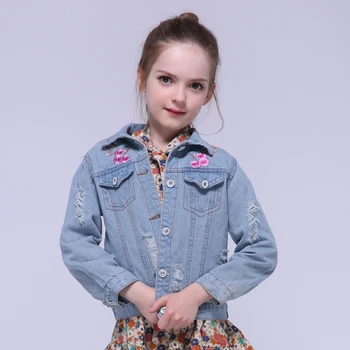 

Fashion Floral Baby Girls Jacket Casual Short Kids Denim Coats Children Tops Baby Girls Clothes Outerwear for 6 8 10 12 Years