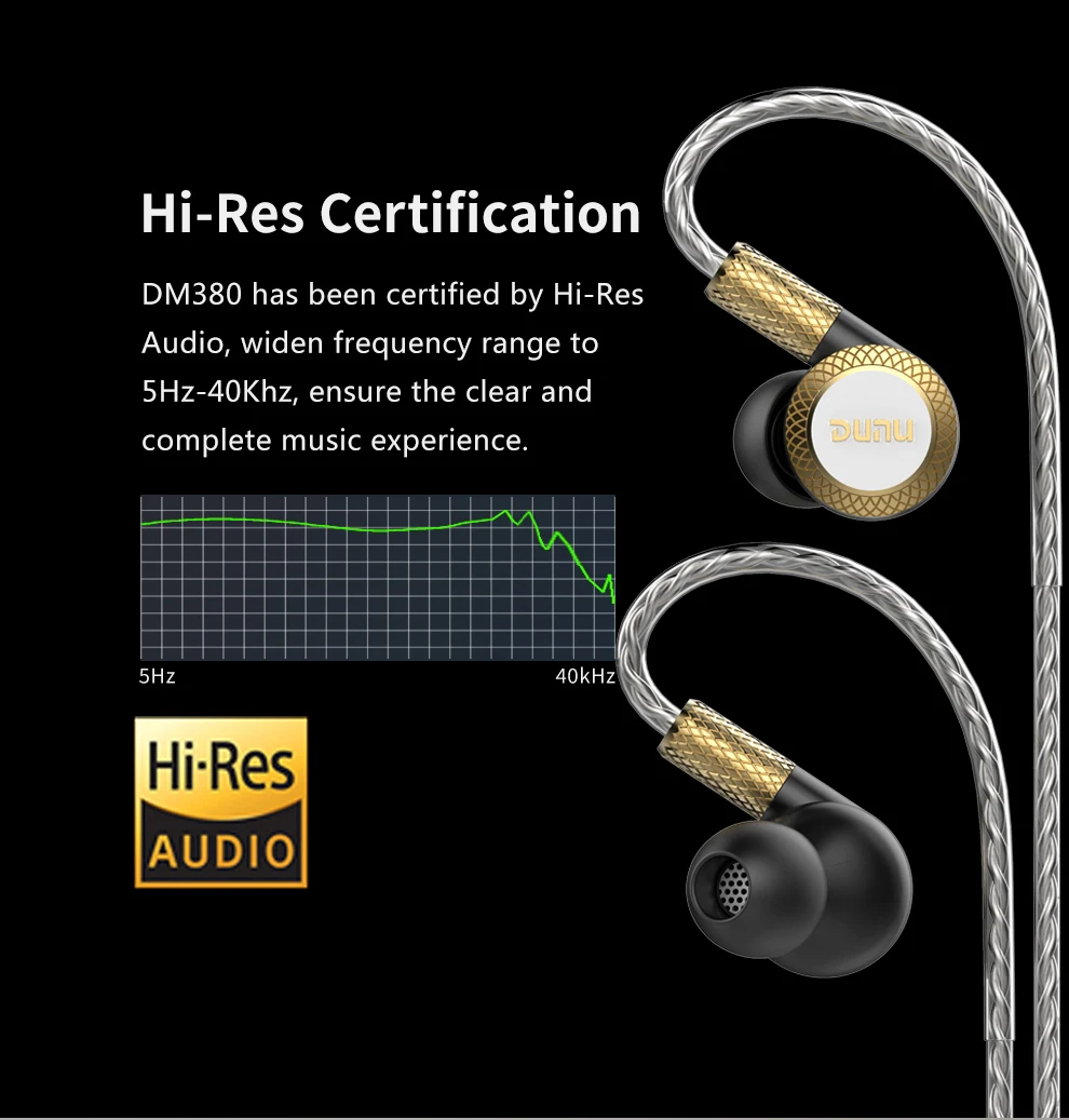 DUNU DM380 Linearlayout тройной титановый мембранный драйвер наушники-вкладыши HiFi активный кроссовер с микрофоном/3 кнопки Легко управляемый