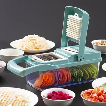 

New Multifunction 8 In 1 Food Vegetable Cutter Salad Fruit Peeler Cutter Slicer Dicer Onion Food Chopper Container Kitchen Tool