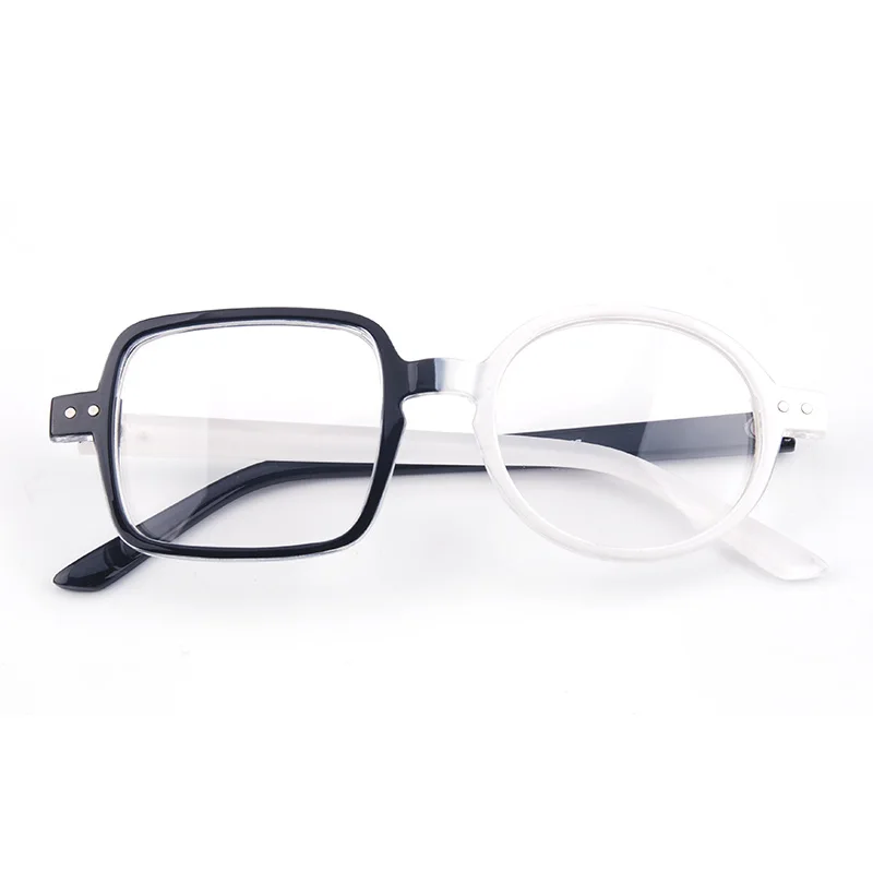 

CUBOJUE Fashion Transparent Glasses Women Men Ultra-light Non-prescription Eyeglasses Frame One Round One Square Clear Lens