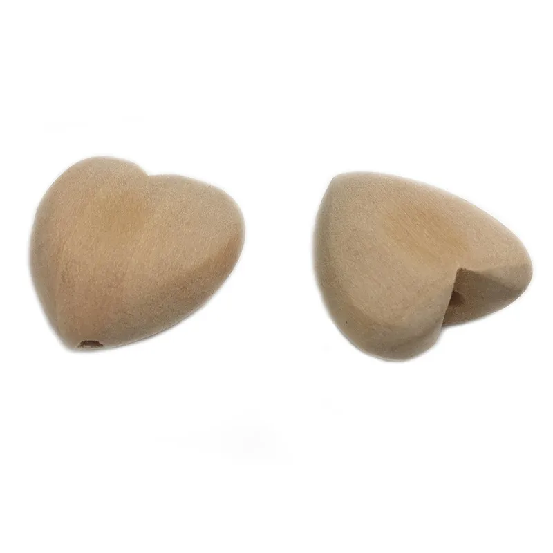 10Pcs/lot DIY 20mm Wood Hearts with Holes Shape Food Grade Baby Teether Accessories Natural Wooden Drops Heart Newborn Toys Gift