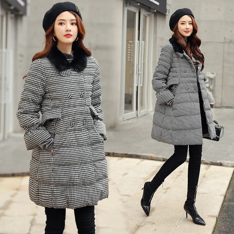 

Ozhouzhan Thousands of Birds down Feather Cotton-padded Clothes Women's 2018 Winter New Style INS Mid-length Slim Fit Fox Fur Co