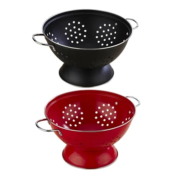 

2 Pcs Vegetable Storage Basket Bread Basket Drain Food Fruit Basket for Kitchen and Living Room Dining Room-Black & Red