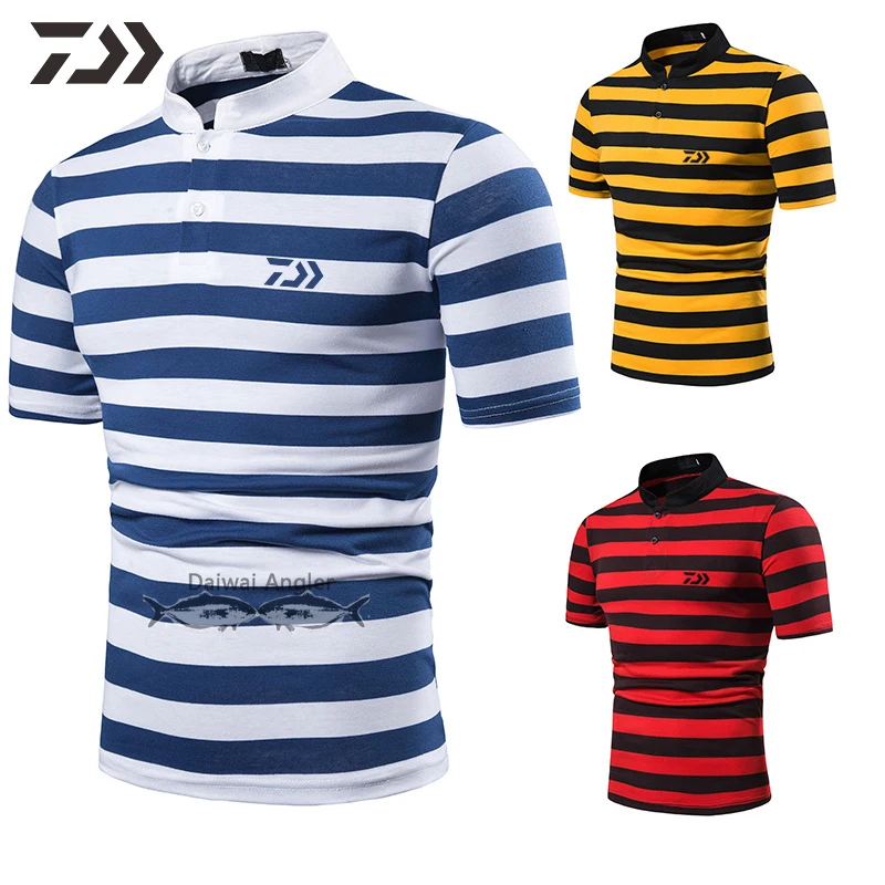 

Daiwa Clothing Fishing Shirt Short Sleeve T Shirt O-neck Men T-shirts Summer Top Men Striped Fishing Clothing Men Casual Sports