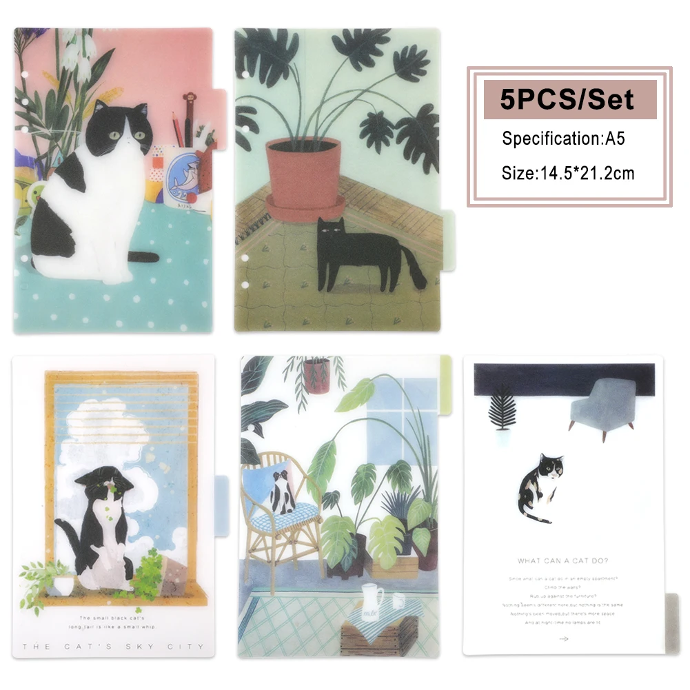 5pcs A5/A6 Colored Notebook Index Page Matte Cover Spiral Diary Planner Paper Note Book Category Pages Stationery