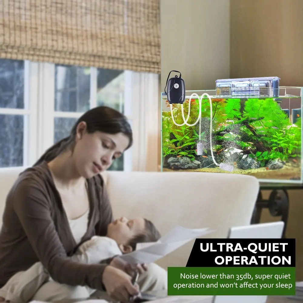 Cena 5W Ultra cichy akwarium aerator powietrza pompa do akwarium Nano sprężarka powietrza z 2 Airstones 2M rury silikonowe hydroponika pompy