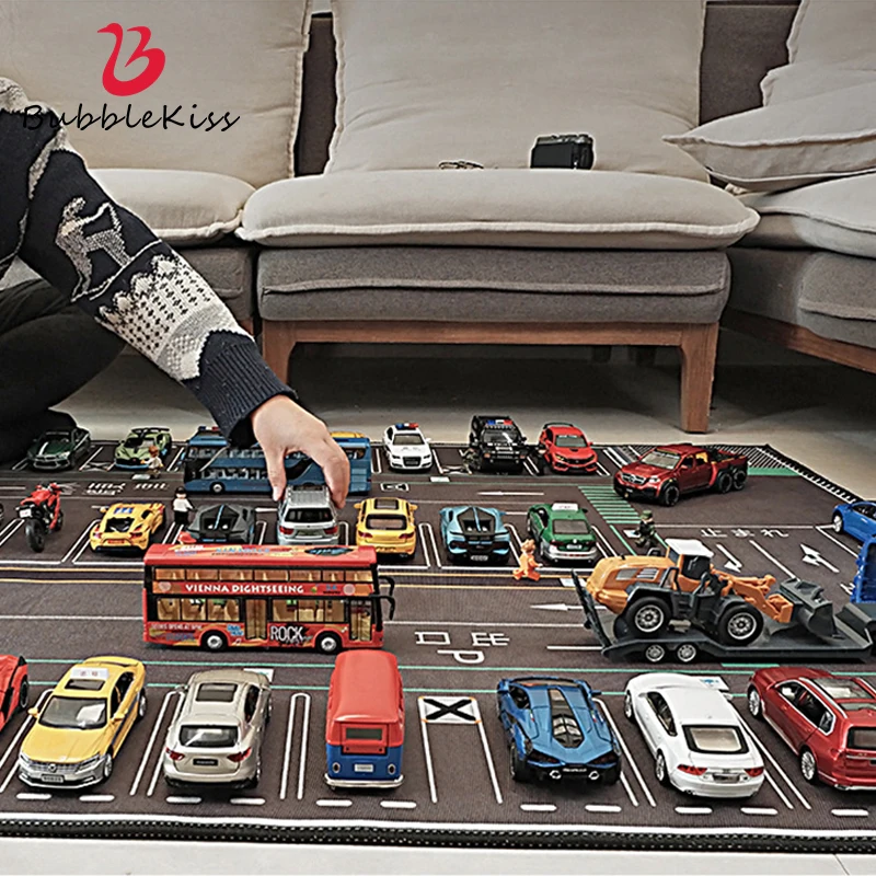 Bubble Kiss City Traffic Road Map Tappeto Parcheggio Per Auto Roadmap Segnali Stradali Baby Climbing Playing Mat Game Kids Play Game Rug