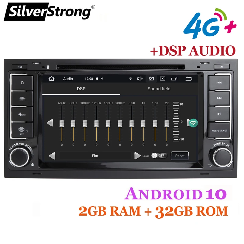 SilverStrong CarPlay Android10 2Din автомобильный dvd плеер для VolksWagen Touareg 2004 2009 4G Модем sim 32G