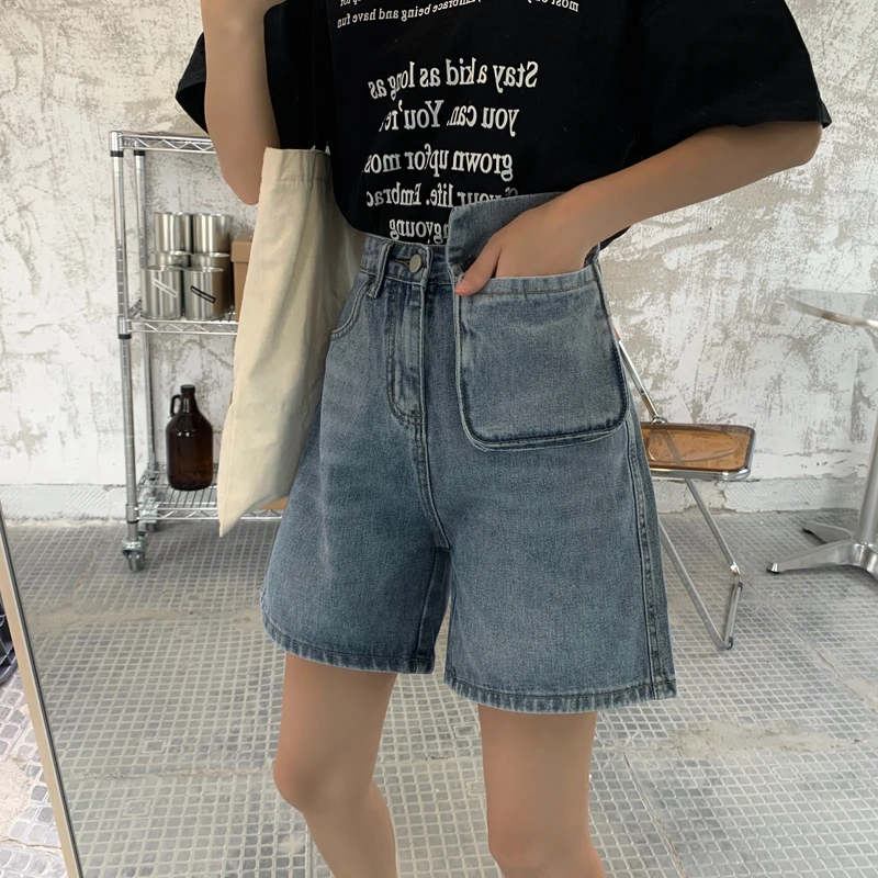

ZOSOL 2020 New Style High-waisted Denim Shorts Women's Pocket Deconstructable Slimming Versatile Loose Pants