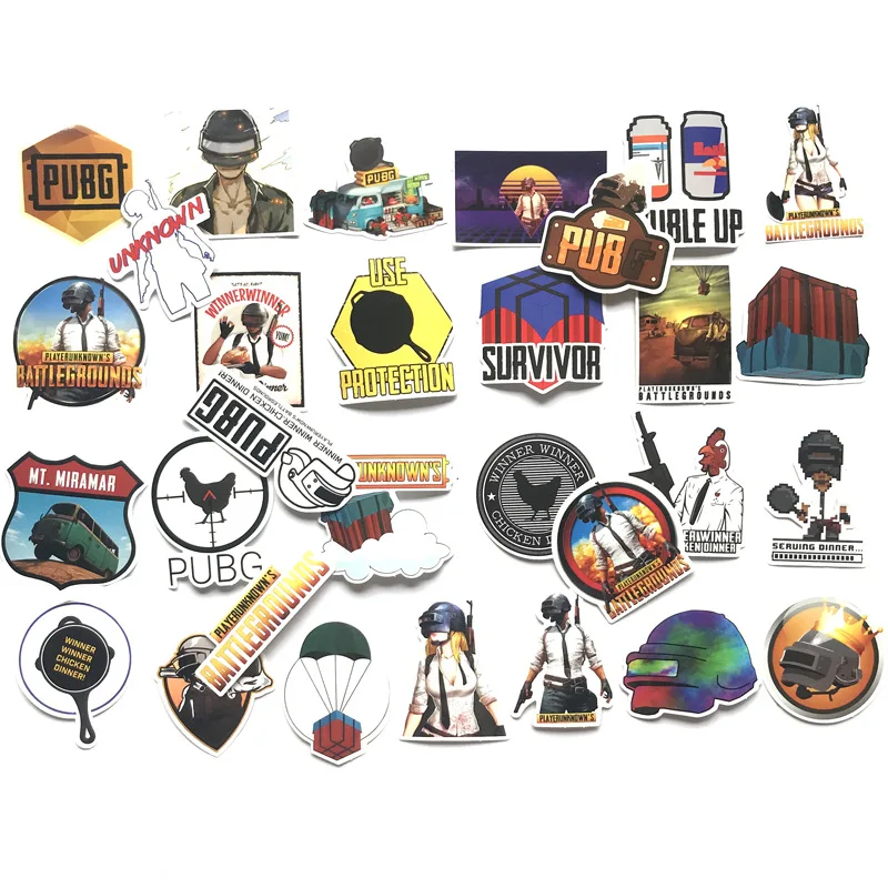 29 шт. Куриный Ужин PUBG игра наклейка s для чемодана канцелярские скейт Helmeted PatchMotif DIY декоративные Стикеры для скрапбукинга