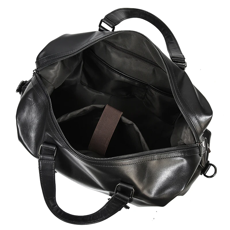 Black Leather Travel Bag For Men