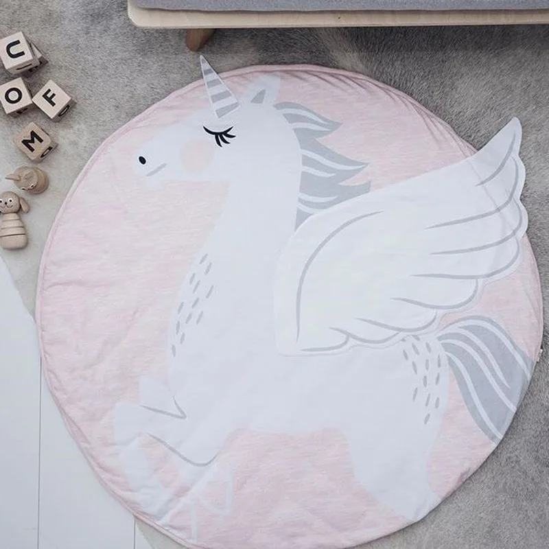 unicorn Детские коврики для игр, детские коврики для ползания животных, детские мягкие хлопковые коврики для сна, декор детской комнаты, реквизит для фотосессии 90 см - Цвет: unicorn