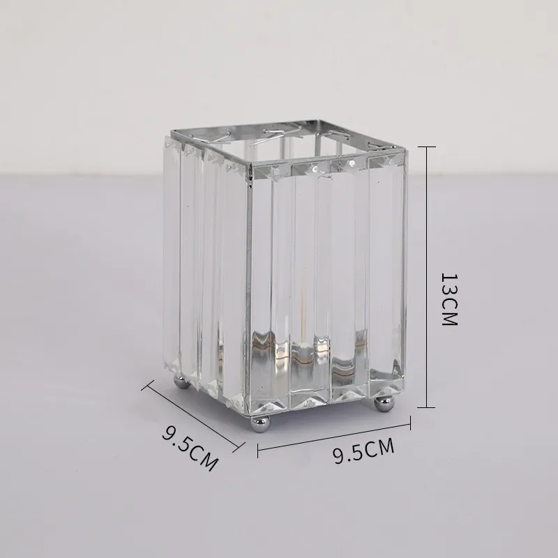 Silver Square Модные Хрустальные кисти для макияжа, держатель для ручки, коробка для хранения ювелирных изделий, канцелярские принадлежности, органайзер, украшение для дома - Цвет: Silver Square