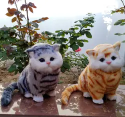 Полиэтилен и меха кошка Реалистичная игрушка 18x17 см зерна дизайн кошка мяуканье жесткий пропеллер модели домашний декорация