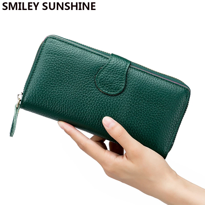 

Real Genuine Leather Women Wallet Female Long Clutch Coin Purses Womens Wallets and Purses Ladies Card Holder Walet Vallet 2022