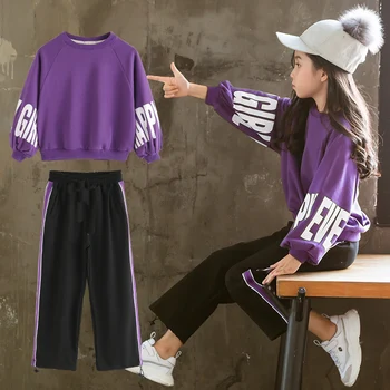 

Korean Girls Clothing Sets Long Sleeve Puff Sleeve Tshirts and Loose Pants Two Piece Sport Sets for Teenage 5 6 8 10 11 12Yrs