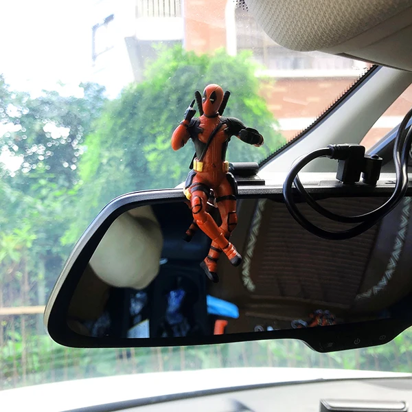 Disney Anime Car Interior Decoration Mini Figure Deadpool Center Console Rearview Mirror Decoration For Car Products Accessories as picture