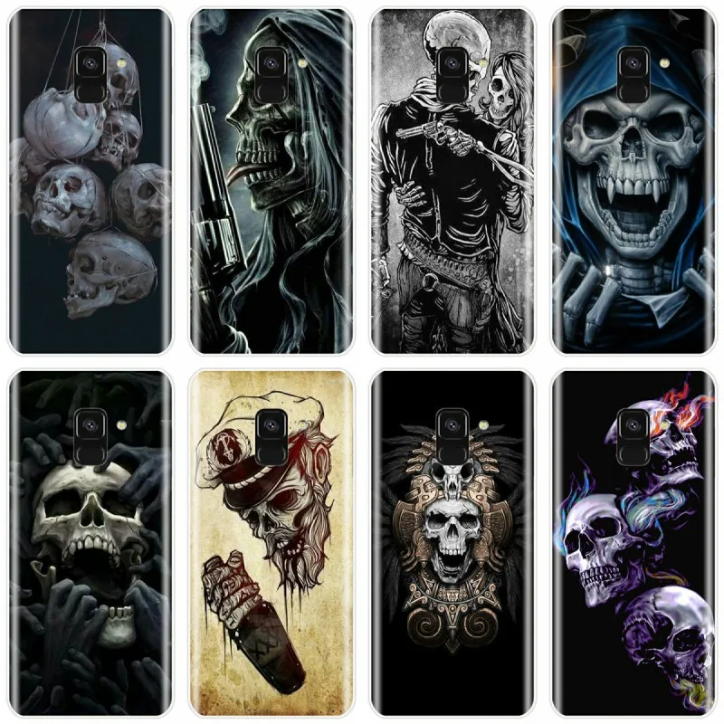 Чехол для телефона из ТПУ с ужасным черепом Samsung Galaxy A5 A7 A8 2015 A3 2016 2017 A9 2018 |