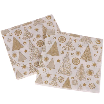 

20PCS/set Festival Napkins Cloth Square Christmas Paper Napkin Pocket Handkerchief For Home Xmas Table Decoration
