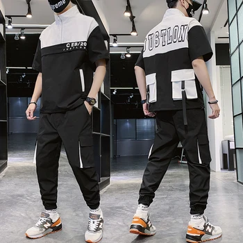 

Trainingspak Heren Casual Short Sleeve T-shirt & Pants 2 Pieces Set M-3XL Plus Size Men Set High Quality Summer Tracksuit For Me