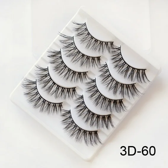 5 пар 3D накладные ресницы толстые завитые сплошные полосы ресницы наращивание ресниц Модные женские глаза макияж - Цвет: 3D-60