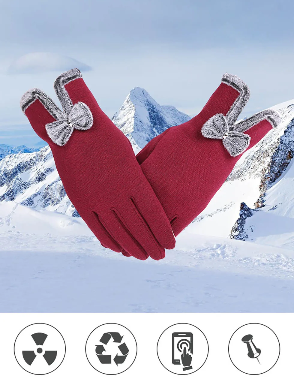 Calymel женские зимние перчатки для сенсорного экрана Осенние Теплые Перчатки Наручные варежки водительские лыжные теплые перчатки