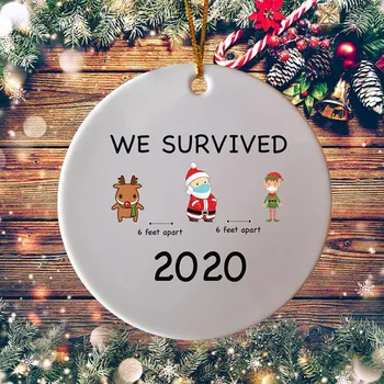 

2020 Funny 6 Feet Christmas Quarantined 2020 Christmas Ornament Gift Gift Decoration Party Decoration Santa Xmas Tree Ornament
