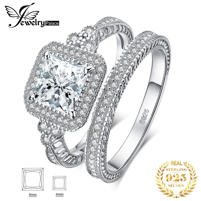 Engagement Ring Silver Bridal Sets  Silver Wedding Ring Sets - Classic  Women Wedding - Aliexpress