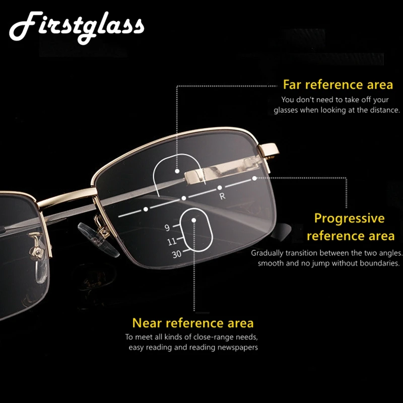 Титановая оправа металлические прогрессивные Мультифокальные очки для чтения