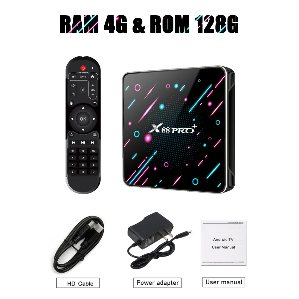 X88 PRO Plus Восьмиядерный ТВ приставка 4 Гб 128 ГБ Android 9,0 Rockchip RK3368PRO 1080p 4K голосовой помощник Google Netflix 32 Гб телеприставка - Цвет: Rainbow 4 128G