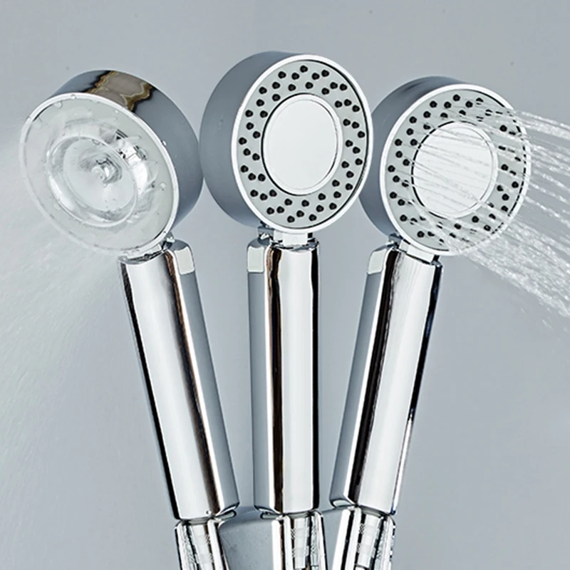 

Double-Sided Dual Function Shower Head Water Saving Round Abs Booster Bath Shower High Pressure Handheld Hand Shower