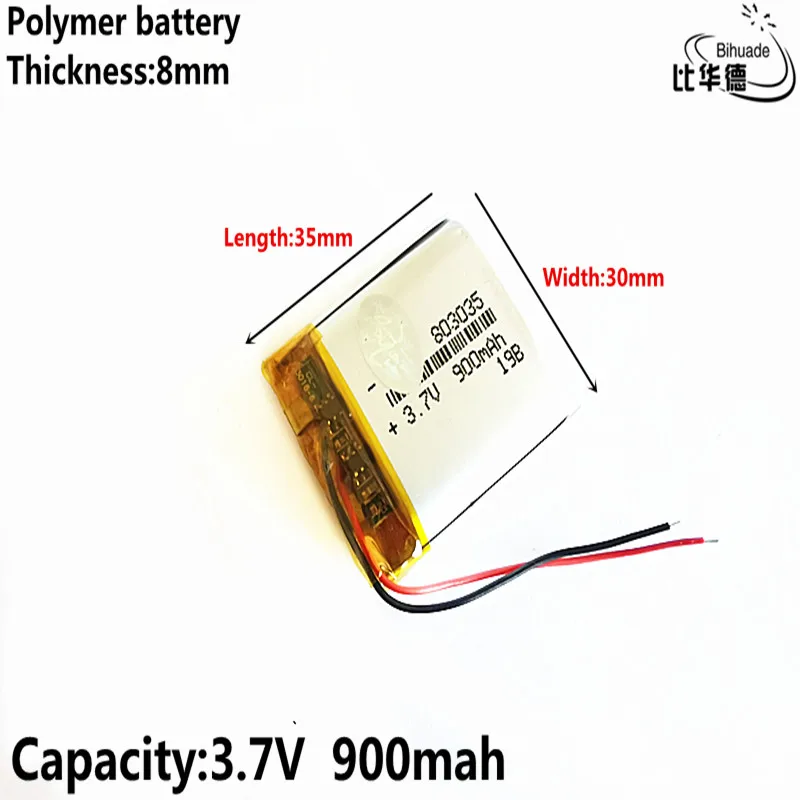 Полимерный аккумулятор 900 mah 3 7 V 803035 умный дом MP3 колонки литий-ионный для dvr GPS mp3 mp4