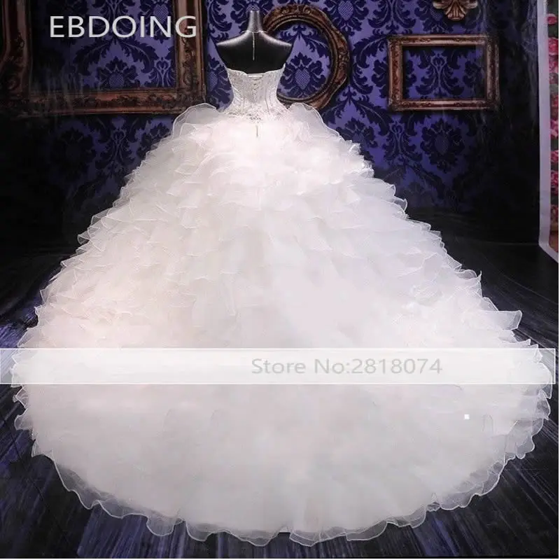 Роскошное бальное платье, свадебное платье, расшитое бисером, Vestidos De Novia, новейшее милое декольте, длинное платье размера плюс, свадебное платье невесты