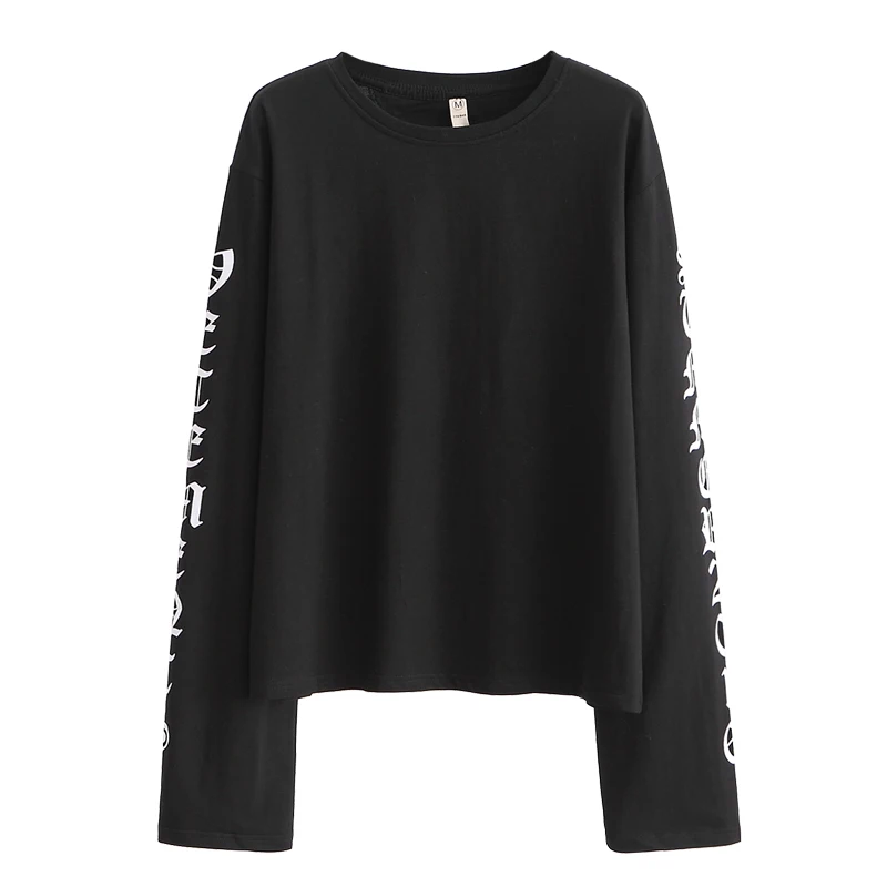 

Star Show Thin Pullover T Shirt Women Women Clothes Punk Streetwear Crop Top Long Sleeve Bf Double-letter T-shirts Sexy