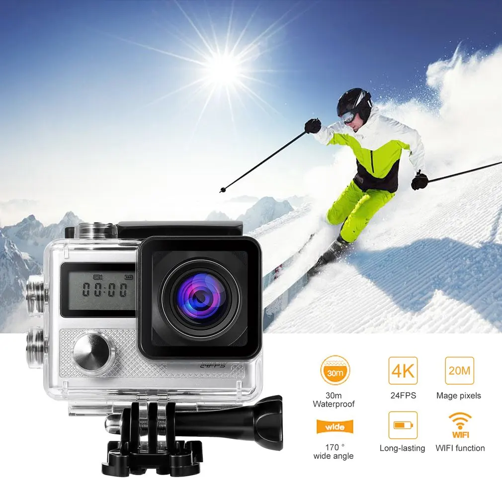 Sport Cameras 4k Ultra HD Wifi 2.0 Inch 170 wide Angle Lens Waterproof Sports Dv Outdoor Diving Bicycle Camcorder