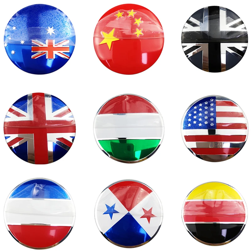 

4PCS 6.5cm Universal Flag Emblem Car Wheel Center Hub Cap Sticker Car Styling for Audi A3 Peugeot 206 Suzuki Sx4 Kia Optima K5