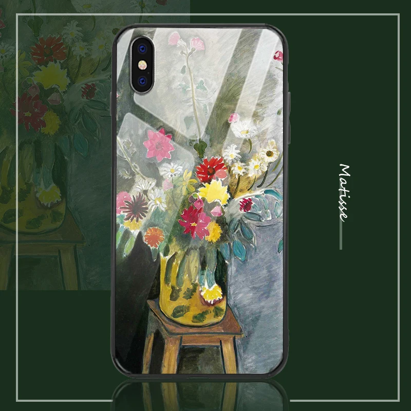 Чехол для Apple iPhone 11 Max ProX XS XR 6/7/8plus стеклянный чехол телефона с рисунком вазы маслом