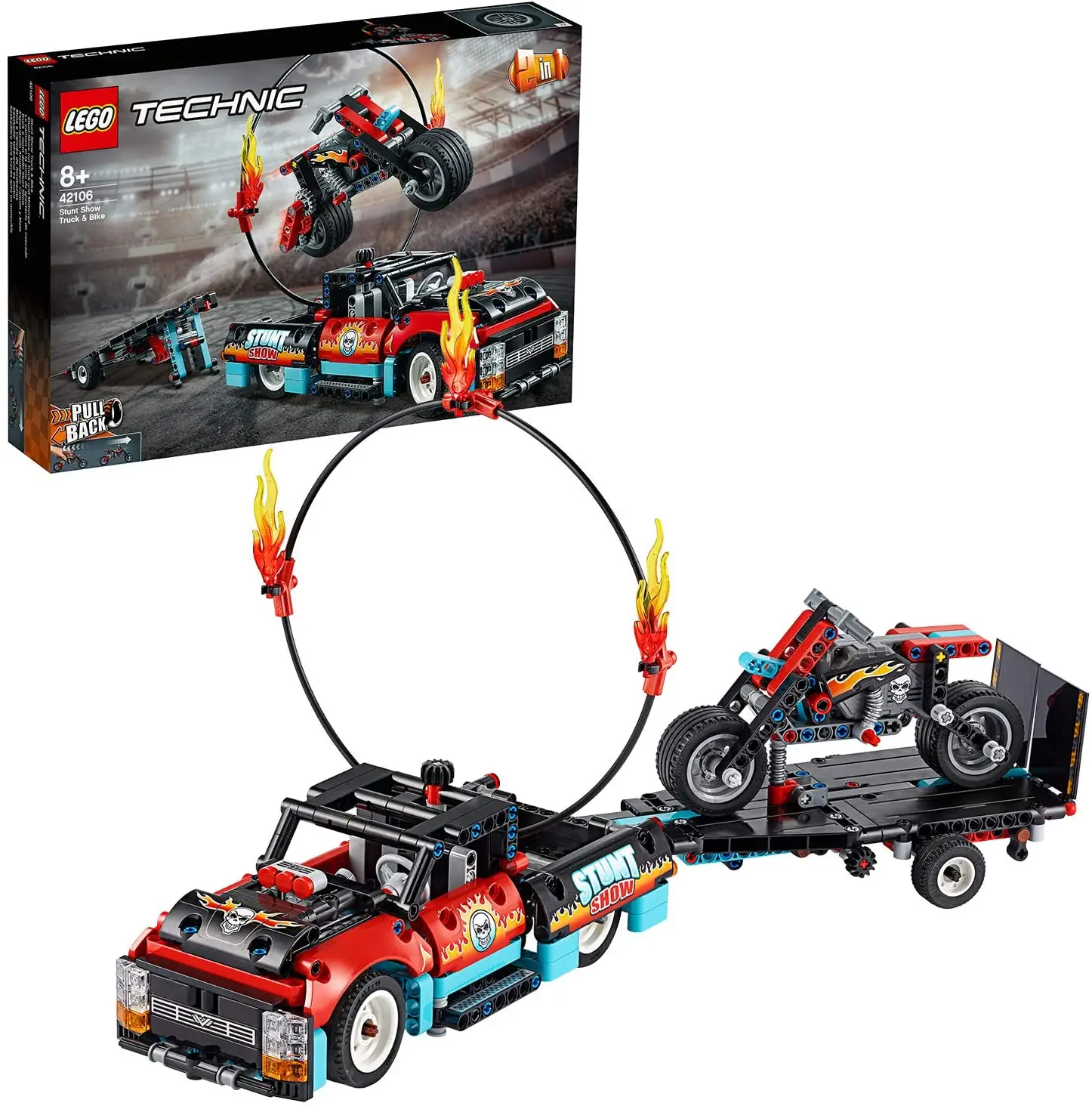 LEGO®Трюковый грузовик и мотоцикл Technic (42106) -креативные игрушки для детей взрослых |