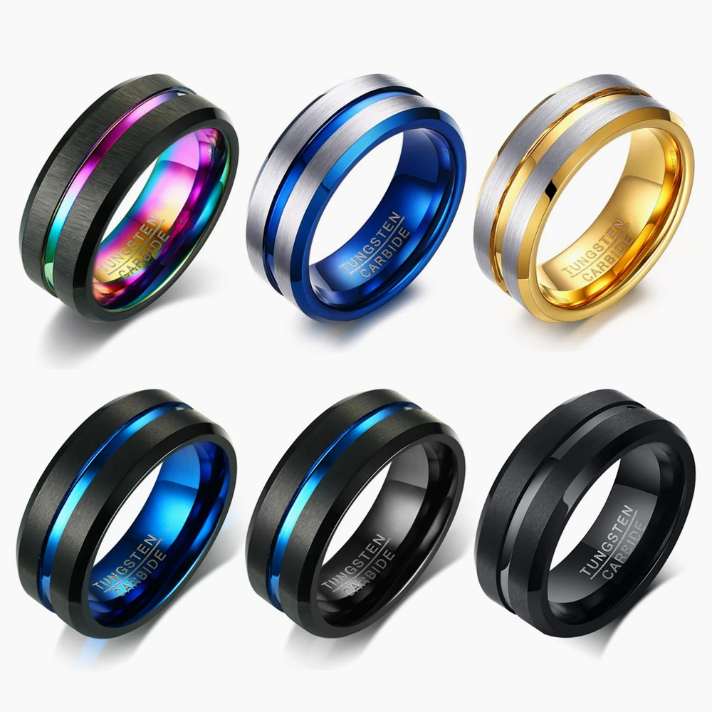 Wedding Rings Finger Rings Jewelry Rings Ring Jewelry Mens 8mm Brushed Stainless Steel Ring Wedding Bands