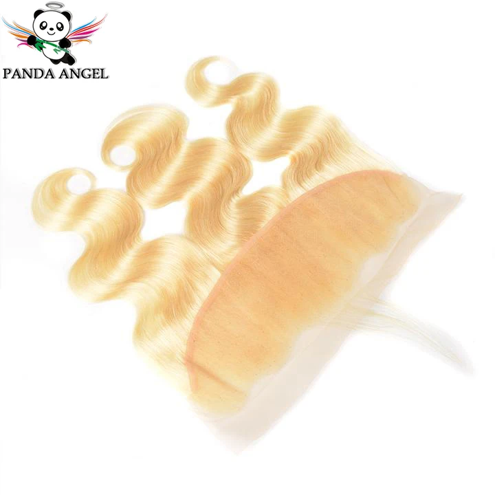 Panda Angel, 613, объемная волна, фронтальная кружевная застежка, для уха до уха, блонд, фронтальная часть человеческих волос, бразильский, 13*4, кружевная застежка Remy
