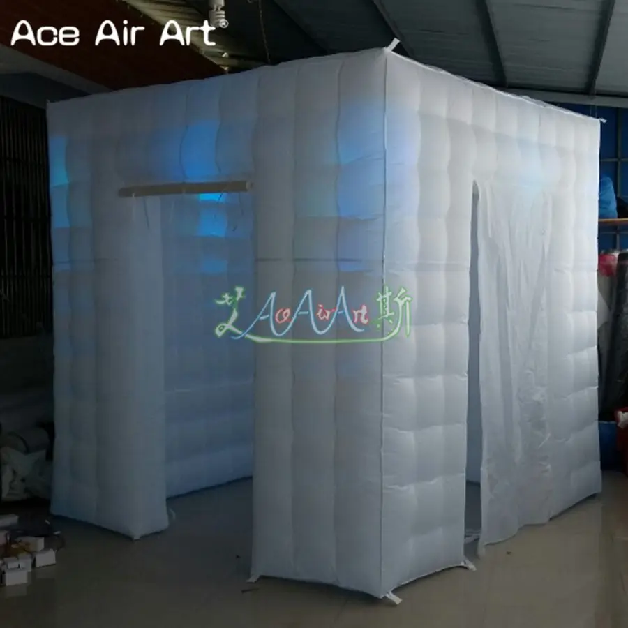  2.4m Cheapest White Fabric inflatable backdropilluminating photo booth balloon with foldable curtai